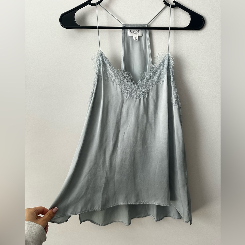 Cami NYC Soft Blue Lace-Edged Top